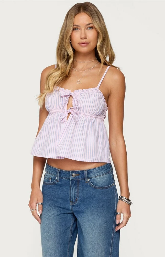 Edikted Avenly Striped Tie Front Babydoll Top