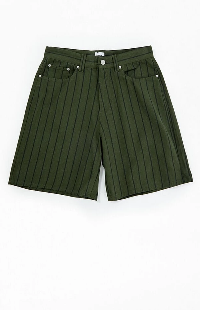 Obey Striped Baggy Denim Shorts