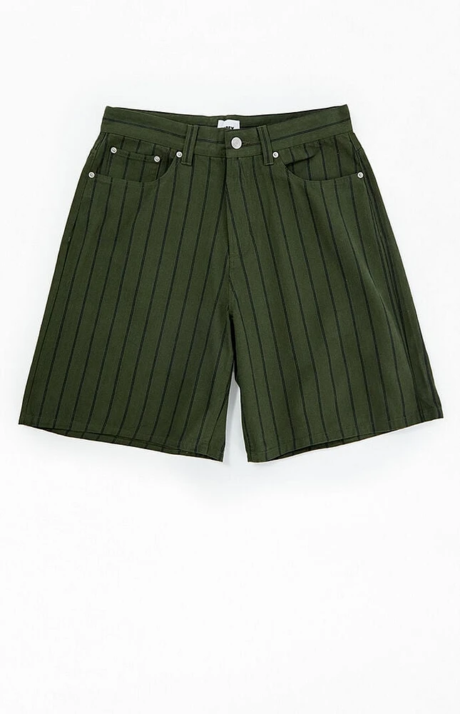 Obey Striped Baggy Denim Shorts