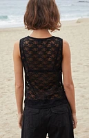 John Galt Black Lace Bow Rafaela Tank Top