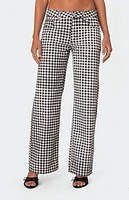 Edikted Gingham Printed Low Rise Pants