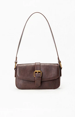 John Galt Brown Buckle Shoulder Bag