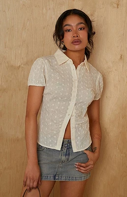 Your Favorite Magnolia Eyelet Short Sleeve Button Shirt