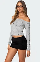 Edikted Ryna Bows and Dots Off Shoulder Top