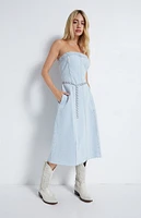 Denim Strapless Midi Dress