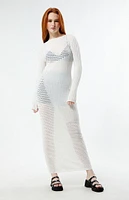 Glamorous Off White Mix Knit Maxi Dress