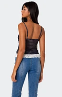 Edikted Polka Dot Cupped Mesh Tank Top