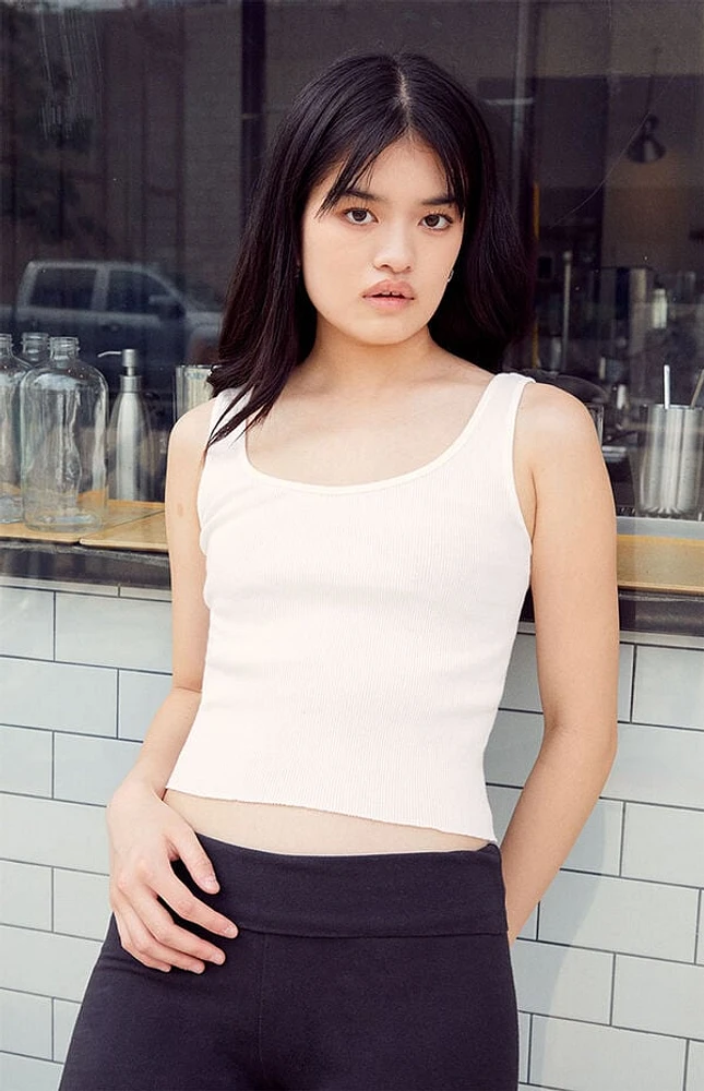 John Galt White Sheena Cropped Tank Top