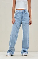 PacSun Light Indigo Panel High Waisted Girlfriend Jeans