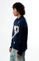 PacSun Navy Space Button-Up Polo Cardigan