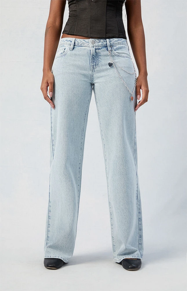 PacSun Eco Light Indigo Chain Low Rise Wide Leg Jeans