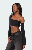 Rhinestone Strap Asymmetrical Top