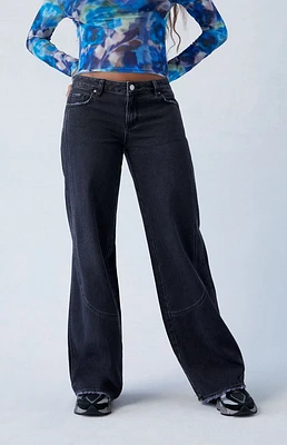 Black Seamed Low Rise Baggy Jeans
