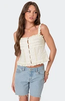 Edikted Hera Button Front Ruffled Top