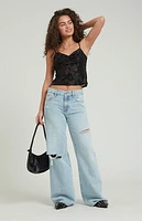 Pacsun Lena Light Indigo Ripped Low Rise Super Baggy Jeans