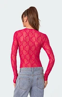 Edikted Lina Textured Sheer Lace Bodysuit