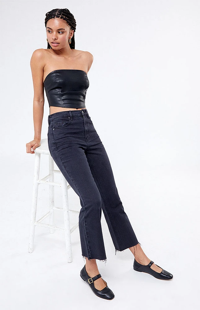 Strapless Faux Leather Corset Top