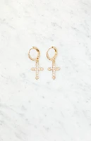 Gold Cross Hoop Earrings