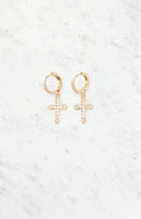 John Galt Gold Cross Hoop Earrings