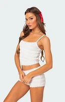 Edikted Lucy Ruffled Lace Tank Top