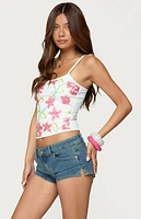 Edikted Beaded Floral Embroidered Tank Top
