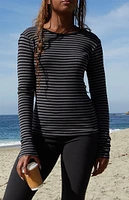 John Galt Black & Gray Leah Striped Long Sleeve Top