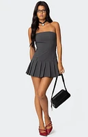 Edikted Pleated Drop Waist Mini Dress