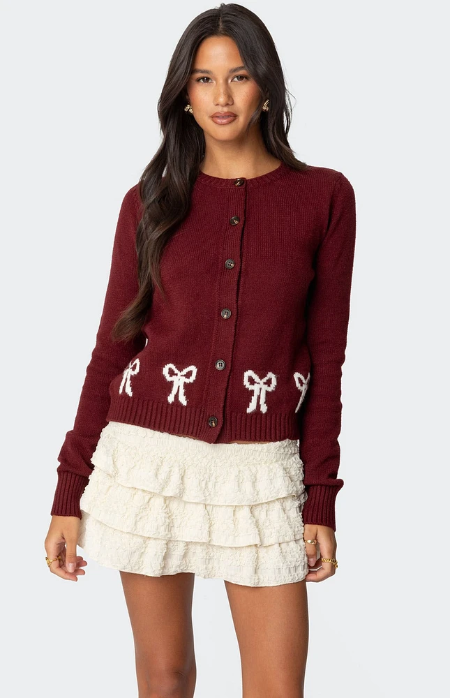 Edikted Rona Bow Knit Cardigan