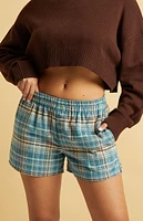 Beverly and Beck Blue Flannel Boxer Shorts