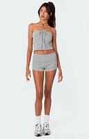 Edikted Lizzy Foldover Waffle Tube Top