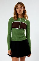 Daisy Street Stripe Knit Collared Sweater