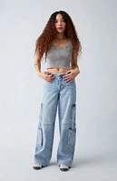 PacSun Light Indigo Low Rise Baggy Cargo Jeans