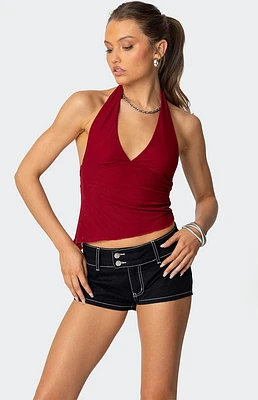 Edikted Rhett Asymmetric Hem Halter Top