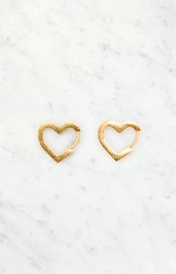 LA Hearts 14K Gold Plated Heart Huggie Earrings