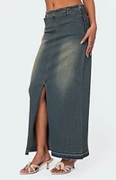 Edikted Lexy Washed Denim Maxi Skirt