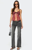 Edikted Printed Mesh Split Front Top
