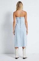 Denim Strapless Midi Dress