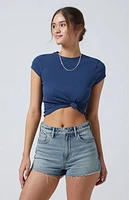 Pacsun Light Indigo High Waisted Denim Festival Shorts