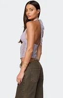 Edikted Naya Textured Sheer Lace Halter Top