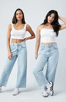 PacSun Eco Stretch Light Indigo Curve Cropped Wide Leg Jeans