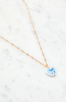 LA Hearts Blue Bow Heart Pendant Necklace