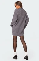 Edikted Quarter Zip Knit Mini Dress