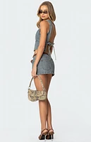 Edikted Quinlan Open Back Denim Top