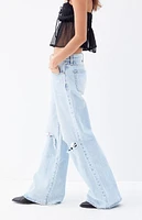 PacSun Lena Light Indigo Ripped Low Rise Super Baggy Jeans