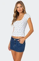 Edikted Orly Floral Ribbed Top