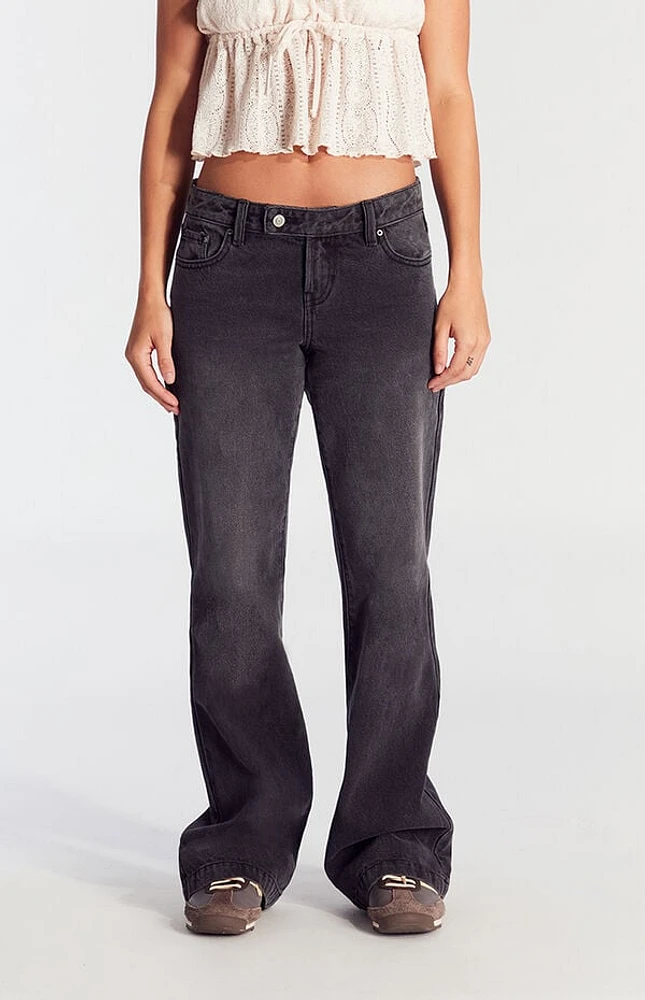 Pacsun Jade Button Tab Low Rise Bootcut Jeans Black