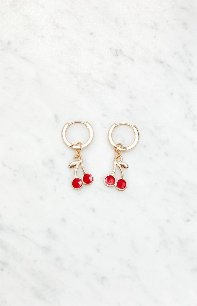 LA Hearts Cherry Charm Hoop Earrings