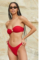 Pacsun Red Scrunch High Cut Bikini Bottom