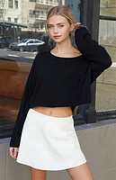 John Galt Black Wide Neck Sweater