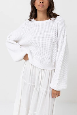 Rhythm White Classic Knit Sweater